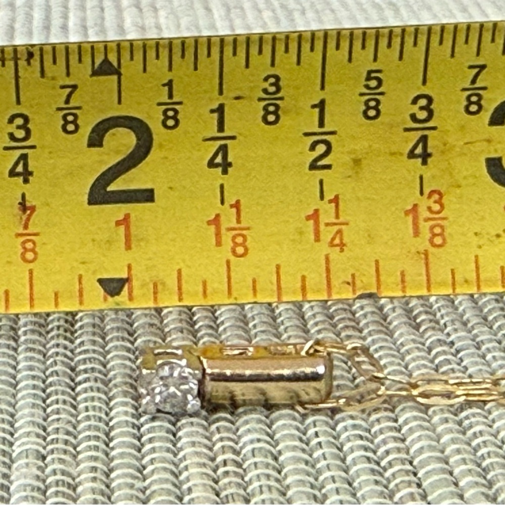 14k Yellow Gold Round Natural Diamond (.14) Pendant & 14k YG 18" Chain - Picture 6 of 7